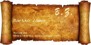 Bartko Zámor névjegykártya